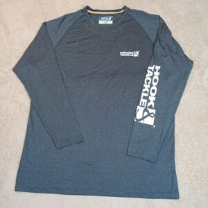 Hook‎ & Tackle Men's Large UPF 50+ Long Sleeve Shirt Gray Black
